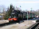 99 4802 erreichte am 07.Mrz 2011 von Ghren kommend Putbus mit dem freundlichen Lok-und Zugpersonal.