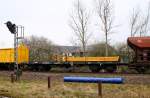 Neben Fcs und Facs Wagen ist auch dieser in dem Bauzug eingegliedert, Wiebe 60 80 0923 755-3 vom Typ Rmms663. Stedesand 29.03.2014
