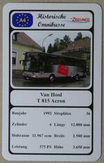 (273'039) - Quartett-Spielkarte mit Van Hool T 815 Acron von 1992 am 16.