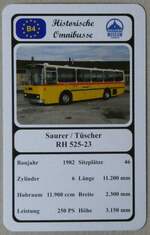 (273'140) - Quartett-Spielkarte mit Saurer / Tscher RH 525-23 von 1982 am 23.
