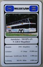 (280'036) - Quartett-Spielkarte mit Auwrter - NEOPLAN N 128/4 Megaliner von 1993 am 7.