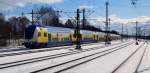 Der  Groe Metronom   aus Uelzen kommend fuhr unter dem schnstem Blauen Himmel in den Bahnhof Hamburg-Harburg ein. Gesehen beim Treffen mit Marc.S in Hamburg-Harburg am 6.3.