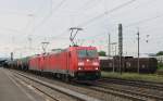 185 314-2 mit Dieselzug in Neuwied... Man sind die mutig son Zug bei den Benzinpreisen ohne Schutz fahren zu lassen... (Neuwied, 26.06.2013)