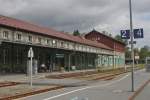 Der Bahnhof Bayrisch Eisenstein am 02.08.2010. Nur noch ein Schild gibt es als Hinweis, dass man gleich ohne Probleme tschechischen Boden betritt...vor 70 Jahren unvorstellbar...