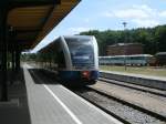 646 125 hatte,am 23.Juni 2012,im Kopfbahnhof Heringsdorf Einfahrt.
