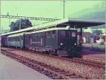 Raritaten/118064/bruenig-bahn-deh-46-mit-einem-gmp Brnig-Bahn Deh 4/6 mit einem GmP in Horw im Sommer 1983.
(Analoges 110-Knipsebild) 