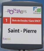 (173'567) - PONTABUS-Haltestellenschild - Pontarlier, Saint-Pierre - am 1. August 2016