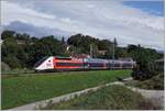 Der Lyria TGV 4734 ist bei Pougny Chancy auf dem Weg von Genève nach Paris.