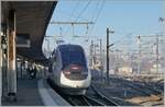 In Annecy wartet ein SNCF TGV Duplex auf die Abfahrt nach Paris Gare de Lyon. 

14. Feb. 2023