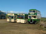 Sunderland Corporation Line-up (England)    Here we see three former Sunderland Corporation vehicles parked outside their storage facility in Hetton le Hole, County Durham, England.