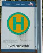 (280'530) - DIETRICH-TOURISTIK/DB/BB-POSTBUS-Haltestellenschild - Leutasch, Platzl GH Zugspitz - am 18.