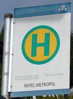 (280'429) - DIETRICH TOURISTIK/DB/BB-POSTBUS-Haltestellenschild - Seefeld, Hotel Metropol - am 16.