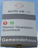 (195'435) - AUTO AG URI-Haltestellenschild - Altdorf, Gemeindehaus - am 1.
