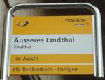 (138'428) - PostAuto-Haltestellenschild - Emdthal, usseres Emdthal - am 6.