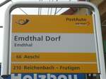 (138'430) - PostAuto-Haltestellenschild - Emdthal, Emdthal Dorf - am 6.