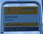 (223'030) - PostAuto-Haltestellenschild - Leissigen, Bahnhof - am 16.