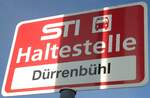 (136'819) - STI-Haltestellenschild - Uebeschi, Drrenbhl - am 22.