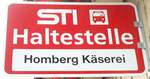 (128'760) - STI-Haltestellenschild - Homberg, Homberg K�serei - am 15.