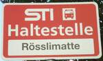 (133'354) - STI-Haltestellenschild - Gwatt, R�sslimatte - am 21.