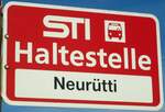 (136'820) - STI-Haltestellenschild - Uebeschi, Neur�tti - am 22.