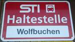 (136'844) - STI-Haltestellenschild - Oberstocken, Wolfbuchen - am 22.