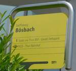 (171'873) - STI-Haltestellenschild - Steffisburg, B�sbach - am 15.
