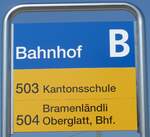 (169'308) - ZVV/PostAuto-Haltestellenschild - B�lach, Bahnhof - am 19.