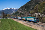 412 009, 405 xxx und 412 007 mit einem  Walter -KLV am 8. April 2017 bei Freienfeld/Campo di Trens.