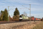 br-1016-es-64u2-15kv/542618/die-mit-werbung-von-oebb-green Die mit Werbung von 'ÖBB Green Points' ausgestattete 1016 023-4 konnte am 25.02.17 mit einem Containerzug in Richtung München in Eglharting fotografiert werden.