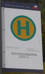 (175'960) - BB-POSTBUS/Zillertaler Verkehrsbetriebe- Haltestellenschild - Pertisau, Hochsteg/Knappen - am 19.