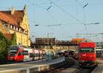 Am 1.8.11 konnte ich folgendes Treffen festhalten. 4024 031-9 fuhr als REX 5609 nach Feldkirch aus dem Lindauer Bahnhof während R 5608 Bludenz inform von 1116 180-9 und Doppelstockwagen.