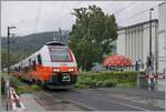 Der ÖBB 4748 009-9 (Desiro ML) erreicht beim bekannten  Pilzkiosk  den Bahnhof von Bregenz.