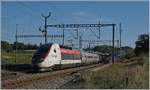 TGV Lyria mit dem Triebkopf 4409 unterwegs von Lausanne nach Paris bei der Durchfahrt in Vufflens la Ville.