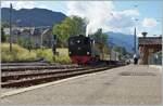 Die SEG G 2x 2/2 105 der Blonay-Chamby Bahn ist in Blonay angekommen und wartet mit ihrem Riviera Belle Epoque Zug auf die Weiterfahrt nach Vevey.
