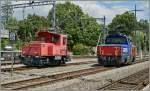 BAM Te 155 (UIC N°: 97 85 1212 055-8) und SBB Eem 923 001-2 in Morges.