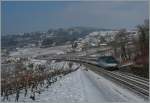 Der kalte Ostwind wehte ein Menge Werbeloks in die Westschweiz: 460 002-9 mit IR Genve - Luzern bei Bossire am 1. Feb. 2012 