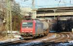 482 030-4(SBB Cargo)zog einen langen ler durch Harburg. 31.1.12