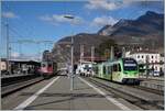 Der TPC AOMC ASD Beh 2/6 547 und im Hintergrund die SBB RE 6/6 11666 (Re 620 066-1)  Stein am Rhein  in Aigle.