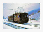 Anl�sslich der Ablieferung der Triebwagen der Berner Oberland Bahn BOB ABeh4/4 I 304-310 wurde die bisherige Dachrutenkupplung f�r Licht und Heizung ersetzt durch Kupplungsschl�uche. Im Bild der Lokomotive 21 sieht man die Dachrutenkupplung gut, bergseitig ragte sie wie eine Art lange Antenne nach vorn und legte sich an das talseitige Aufnahmeeisen des n�chsten Wagens. Dezember 1964   