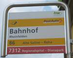 (195'140) - PostAuto/DB-Haltestellenschild - Rheinfelden, Bahnhof - am 23.