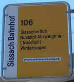 (150'707) - BLT-Haltestellenschild - Sissach, Bahnhof - am 18.