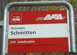 (130'323) - AFA-Haltestellenschild - Achseten, Schmitten - am 11.