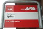 (131'000) - AFA-Haltestellenschild - Frutigen, Spital - am 15.