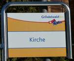 (233'282) - GrindelwaldBus-Haltestellenschild - Grindelwald, Kirche - am 27.