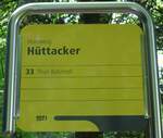 (153'715) - STI-Haltestellenschild - Homberg, Httacker - am 10. August 2014