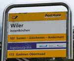 (266'836) - PostAuto/Engstlenalp-Bus-Haltestellenschild - Innertkirchen, Wiler - am 8.