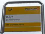 (171'745) - PostAuto-Haltestellenschild - Lauterbrunnen, Dof - am 12.