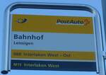 (223'026) - PostAuto-Haltestellenschild - Leissigen, Bahnhof - am 16.