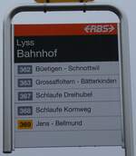 (284'686) - RBS/+P-Haltestellenschild - Lyss, Bahnhof - am 7.