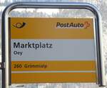 (143'208) - PostAuto-Haltestellenschild - Oey, Marktplatz - am 17.